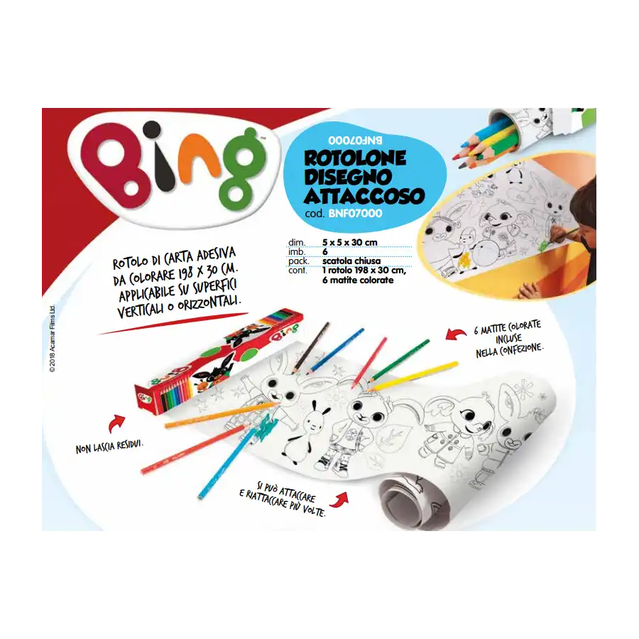 Coloring Roll Rotolone disegno attaccoso Bing Giochi Preziosi - 1