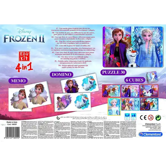 Frozen 2 Edukit 4 Giochi in 1 Puzzle Domino 6 Cubi Memo 18059 Clementoni - 1