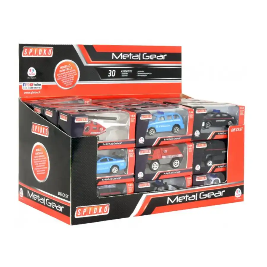 Veicoli Die Cast Mezzi di soccorso e polizia assortiti scala 1:64 Espositore da 36 Pezzi Globo - 1