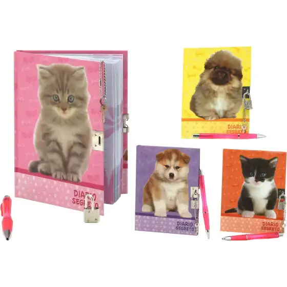 Diario Segreto cuccioli con lucchetto Animali Assortiti Globo - 1