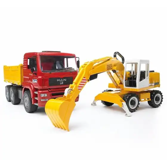 Camion MAN con Cassone Ribaltabile ed Escavatore Liebherr Bruder - 1