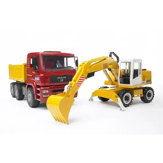 MAN truck with tipper body and Liebherr excavator Bruder - 1