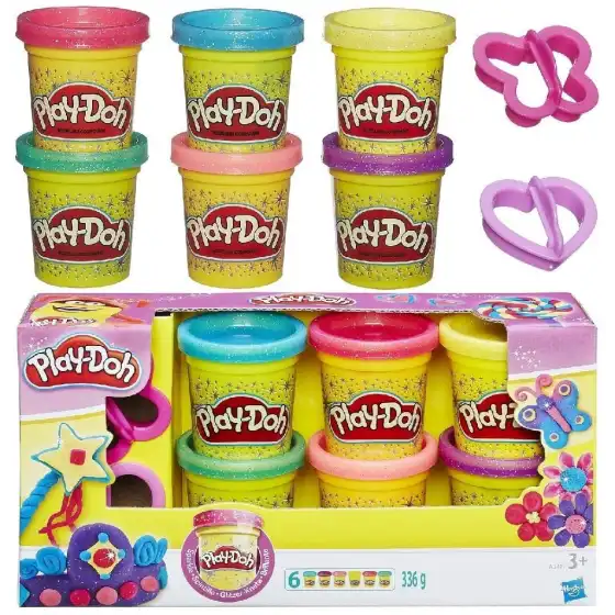 Play-Doh Set 6 barattolini Pasta Modellabile Glitter A5417  Hasbro - 1