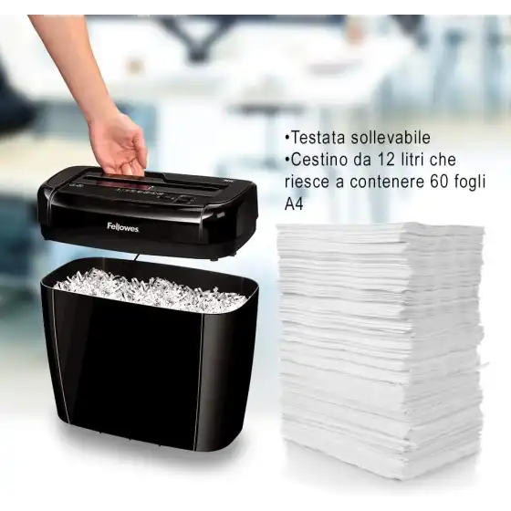 Fellowes 36C, Distruggidocumenti a Frammento, 6 Fogli Fellowes Leonardi - 4