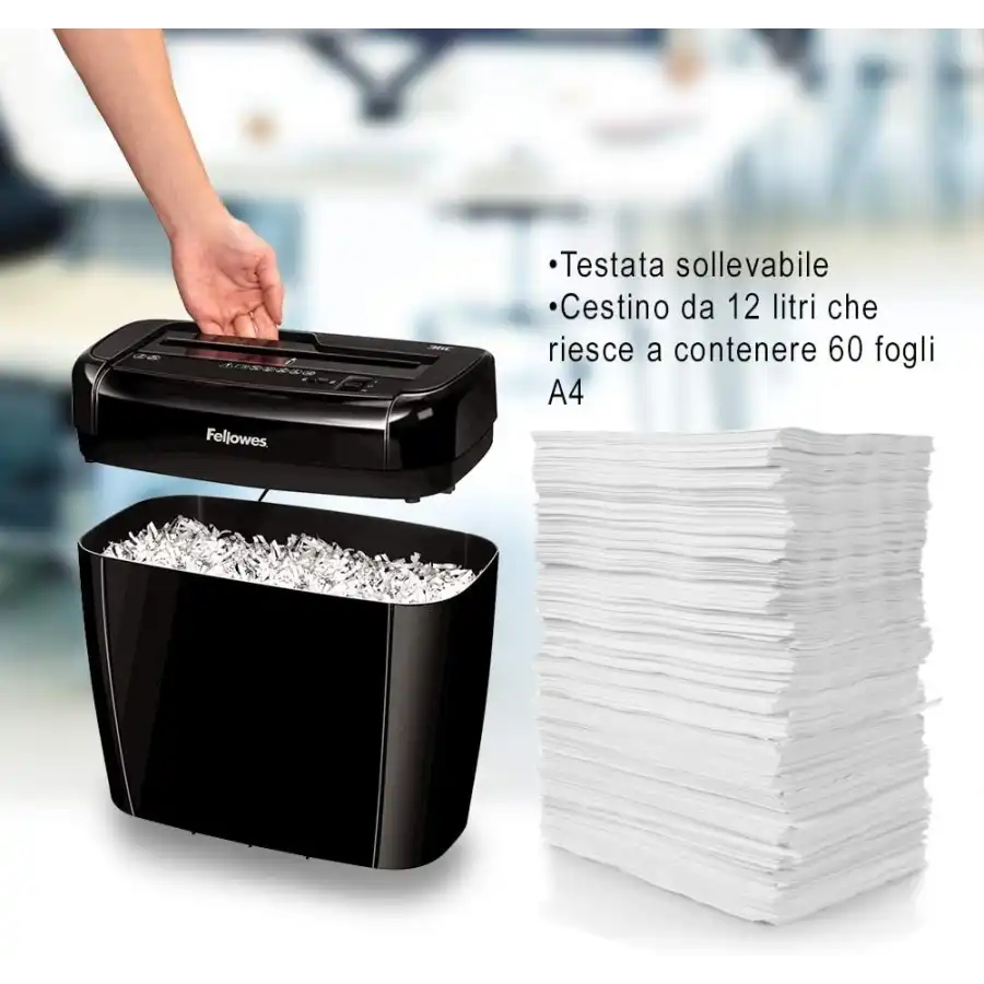 Fellowes 36C, Distruggidocumenti a Frammento, 6 Fogli Fellowes Leonardi - 4