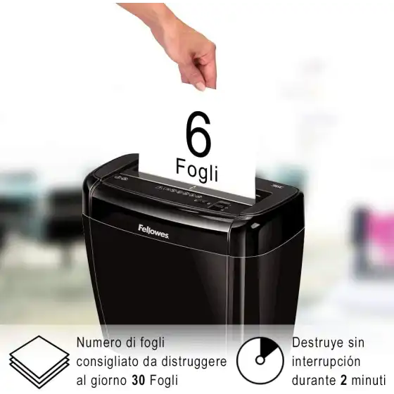 Fellowes 36C, Distruggidocumenti a Frammento, 6 Fogli Fellowes Leonardi - 5