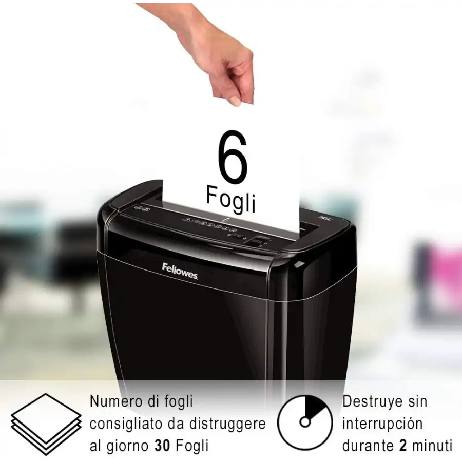 Fellowes 36C, Distruggidocumenti a Frammento, 6 Fogli Fellowes Leonardi - 5