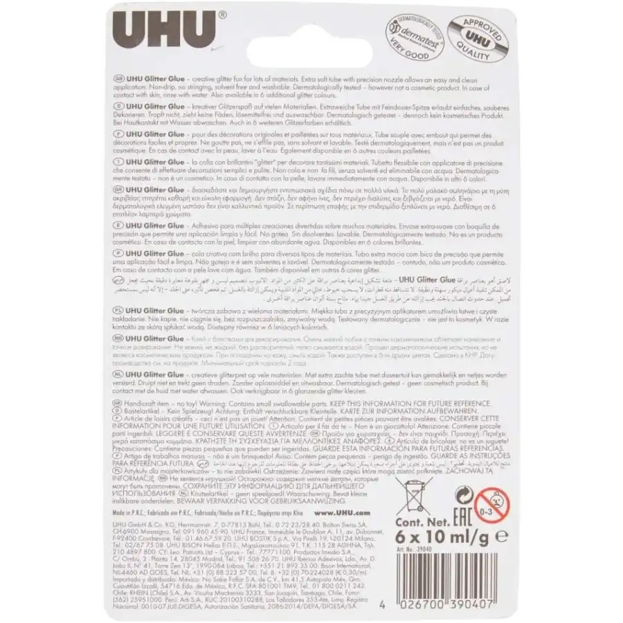 UHU Glitter Glue Original 6x10ml UHU - 11
