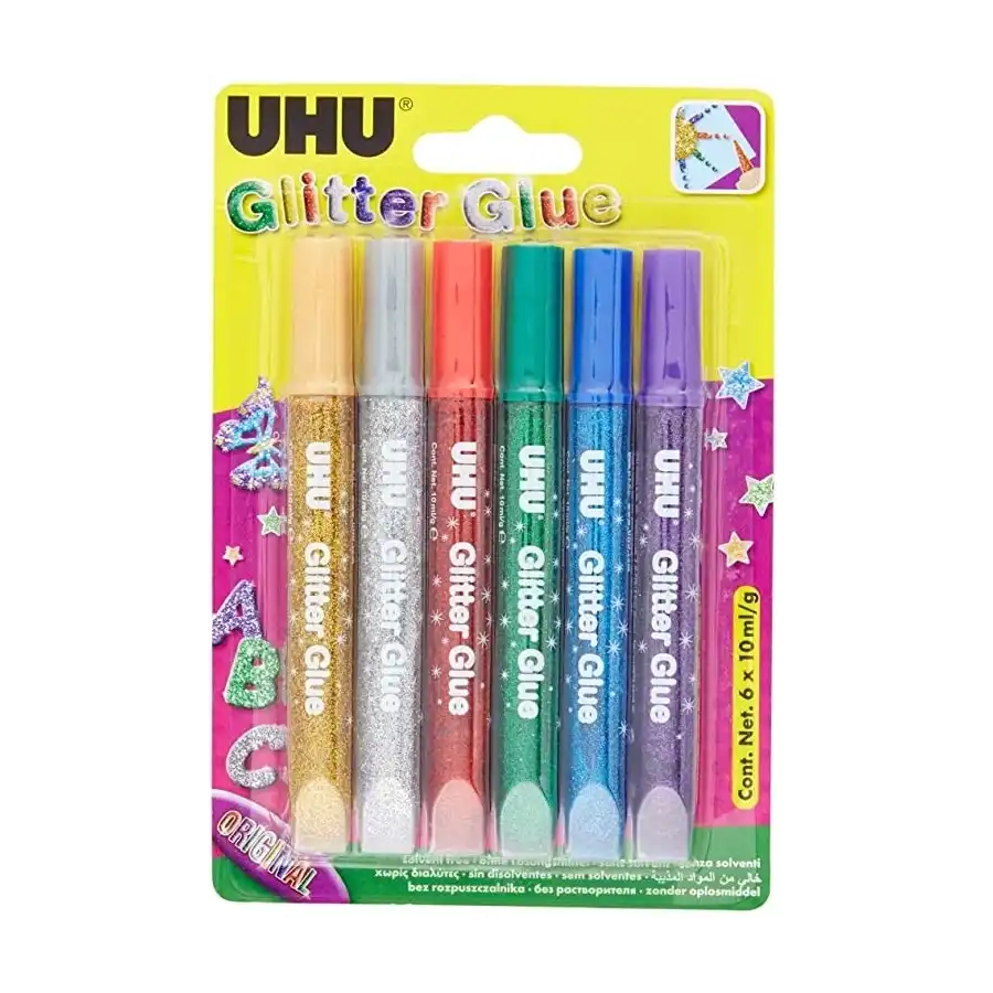 UHU Glitter Glue Original 6x10ml UHU - 12