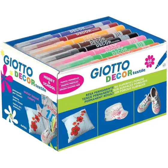 Giotto Decor Textile Schoolpack 48 Pcs Assorted Colors - Textile Markers Giotto - 2