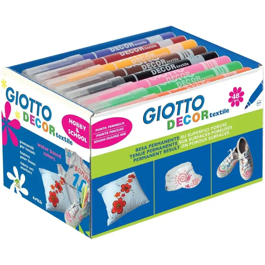 Giotto Decor Textile Schoolpack 48 Pz Colori Assortit- Pennarelli per Tessutoi  Giotto - 2