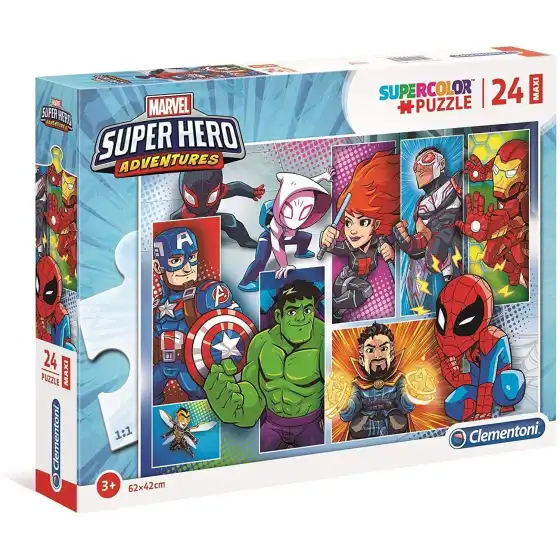 Marvel Super Hero Adventures Supercolor Puzzle 24 Maxi Pezzi 24208 Clementoni - 1
