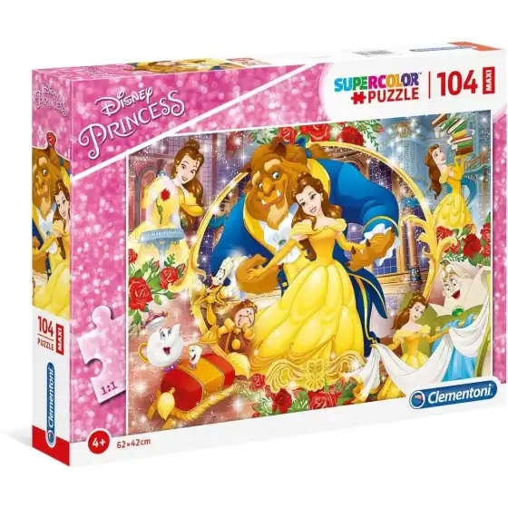 Disney La Bella e La Bestia Supercolor Puzzle 104 Maxi Pezzi 23745 Clementoni - 1