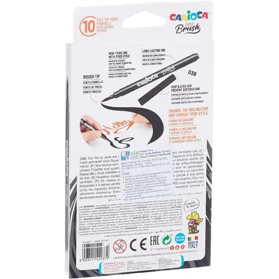 Pennarelli Calligrafici Super Brush 10Pezzi 42937 Carioca - 4