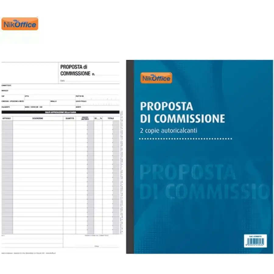 Blocco Proposta di Commissione Duplice 2 Copie Autoricalcanti 50 Moduli A4 41NIK019 NikOffice - 1