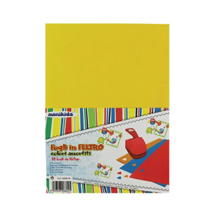 NikOffice Fogli Feltro Hard Adesivo A4 210x297mm 10 Pz Colori Assortiti 23NIK141 Originale - 1