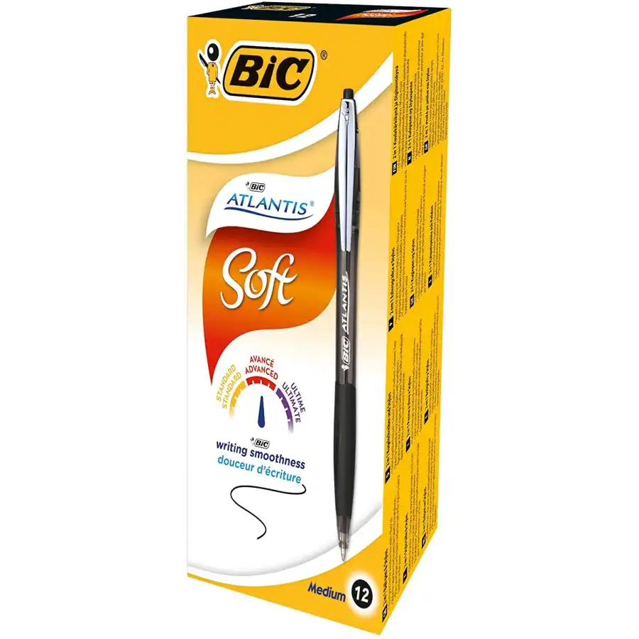 Bic 902133 - Penna a sfera Bic Atlantis Soft -  1,0mm - Nero - Conf. 12 pz Bic - 1