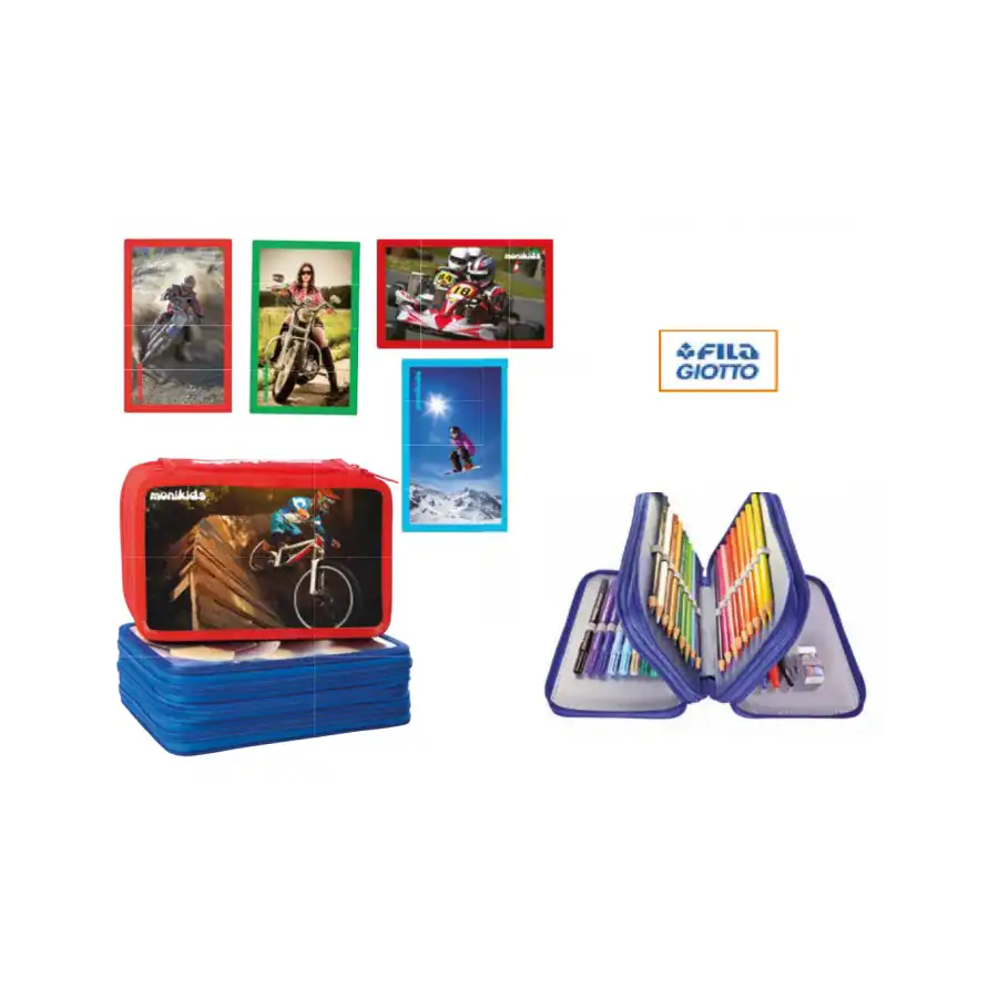 Astuccio Scuola 3 Zip Boys 32NIK096 NikOffice - 1