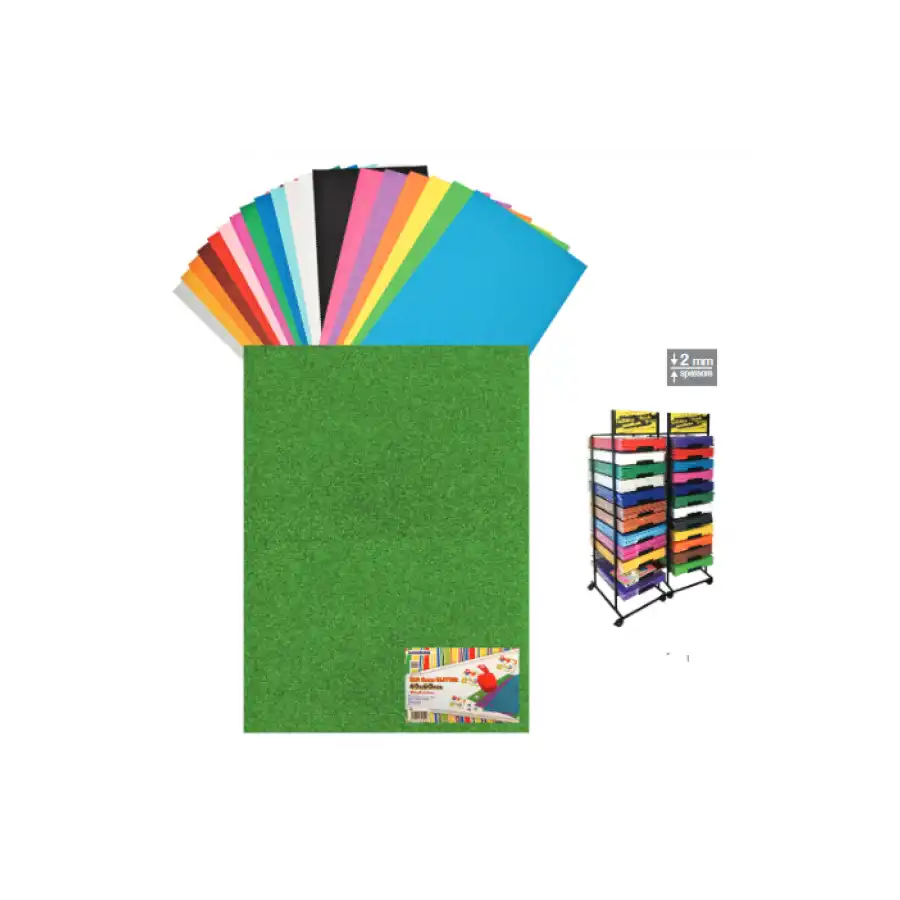 Fogli Eva Foam 2mm 40x60 Fucsia Fluo Glitter 23NIK174 10 Pz NikOffice - 1