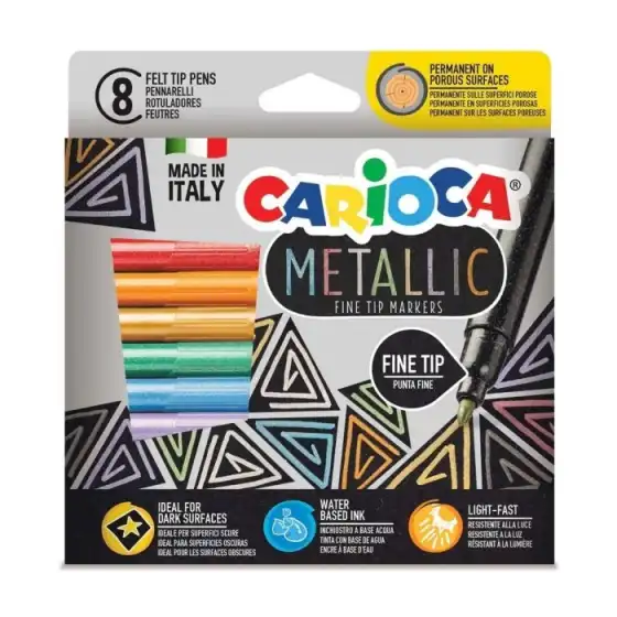 Metallic Pennarelli Punta Fine 8 pezzi Carioca - 1