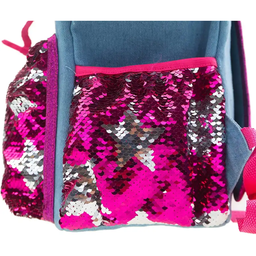 Zaino jeans con paillettes color magenta girabrilla - 1