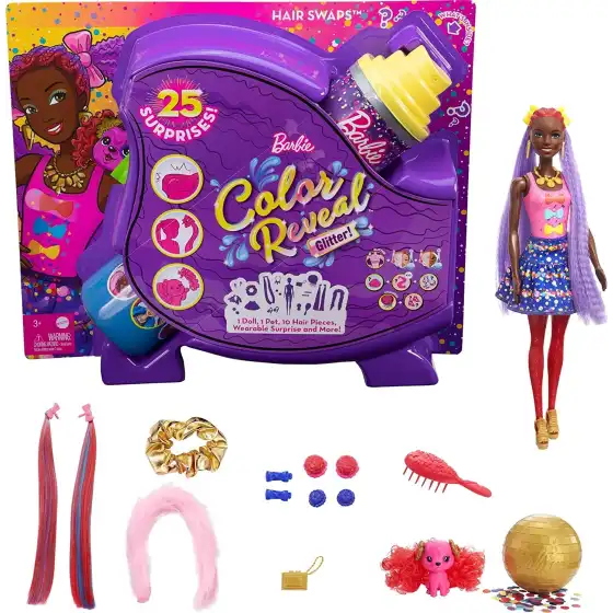 Barbie Color Reveal Glitter Bambola Afroamericana HBG40 Mattel - 1