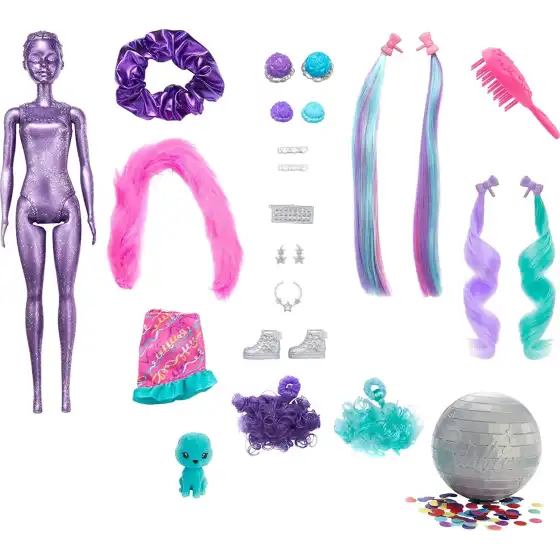 Barbie Color Reveal Glitter Bambola Capelli Viola HBG41 Mattel - 1