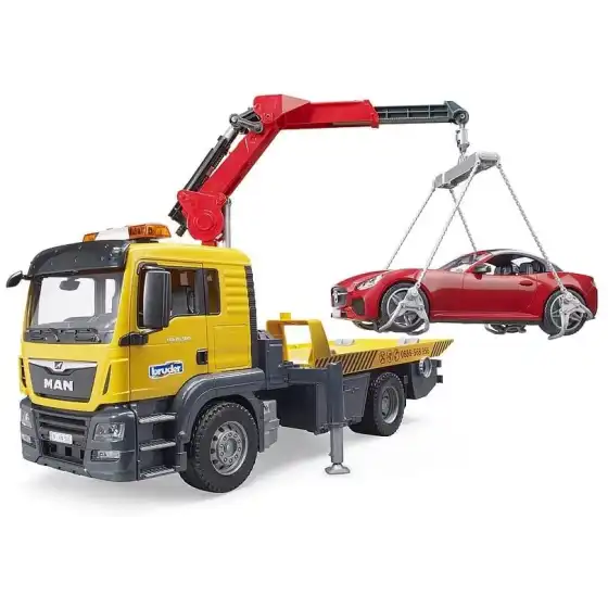 Man TGS tow truck with Roadster and Light & Sound module Bruder - 1