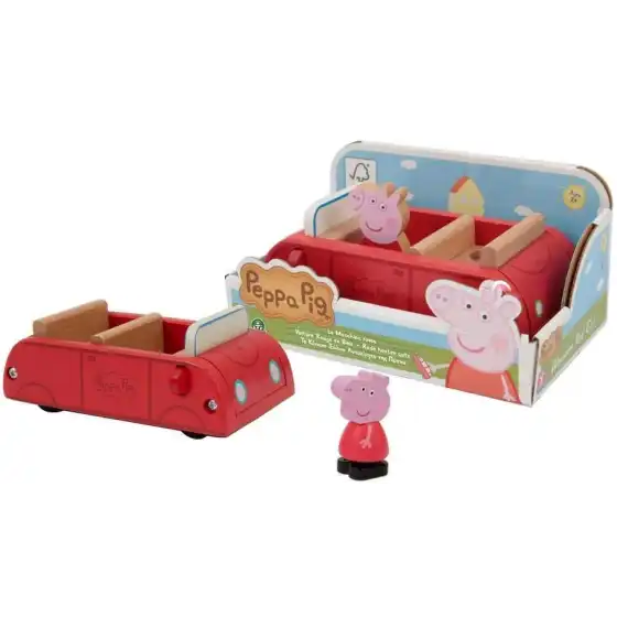 Peppa Pig con Auto Rossa in Legno Giochi Preziosi - 1