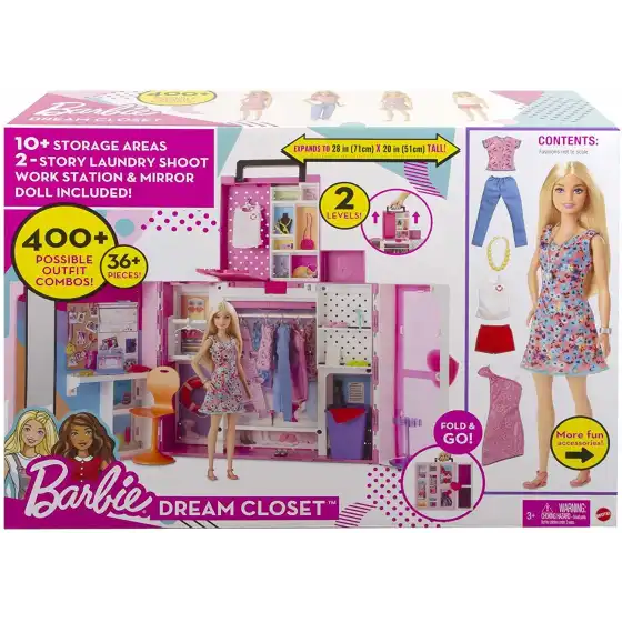 bambola barbie con armadio e accessori gioco giocattolo per bambini mattel 