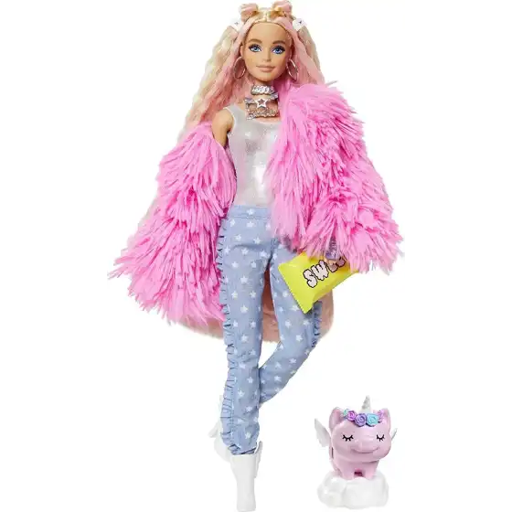 Barbie Extra Bambola Snodata con Pelliccia Rosa GRN28 Mattel - 1