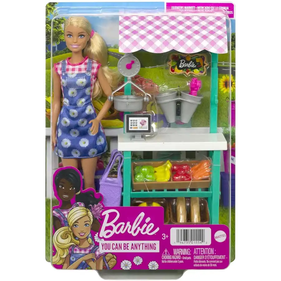 Barbie Playset Mercato Frutta e Verdura con Bambola HCN22 Mattel - 1