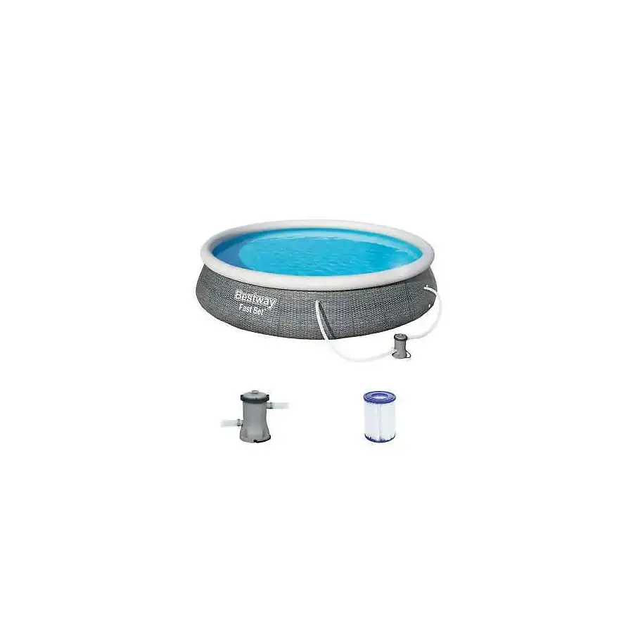 Bestway 57445 Piscina Gonfiabile Rotonda Grigia Fast Set 366 x 76 cm con Pompa Filtro Bestway - 2