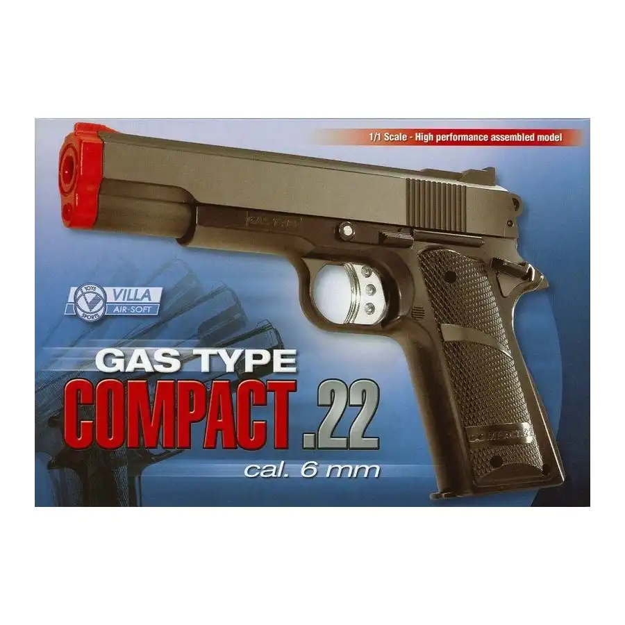 Pistola Air Soft Gas Compact 22 Calibro 6 Mm Villa - 1