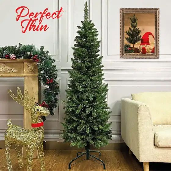 Albero di Natale Artificiale Verde Slim h 180 cm | Perfect Thin Slim Holyhome - 5