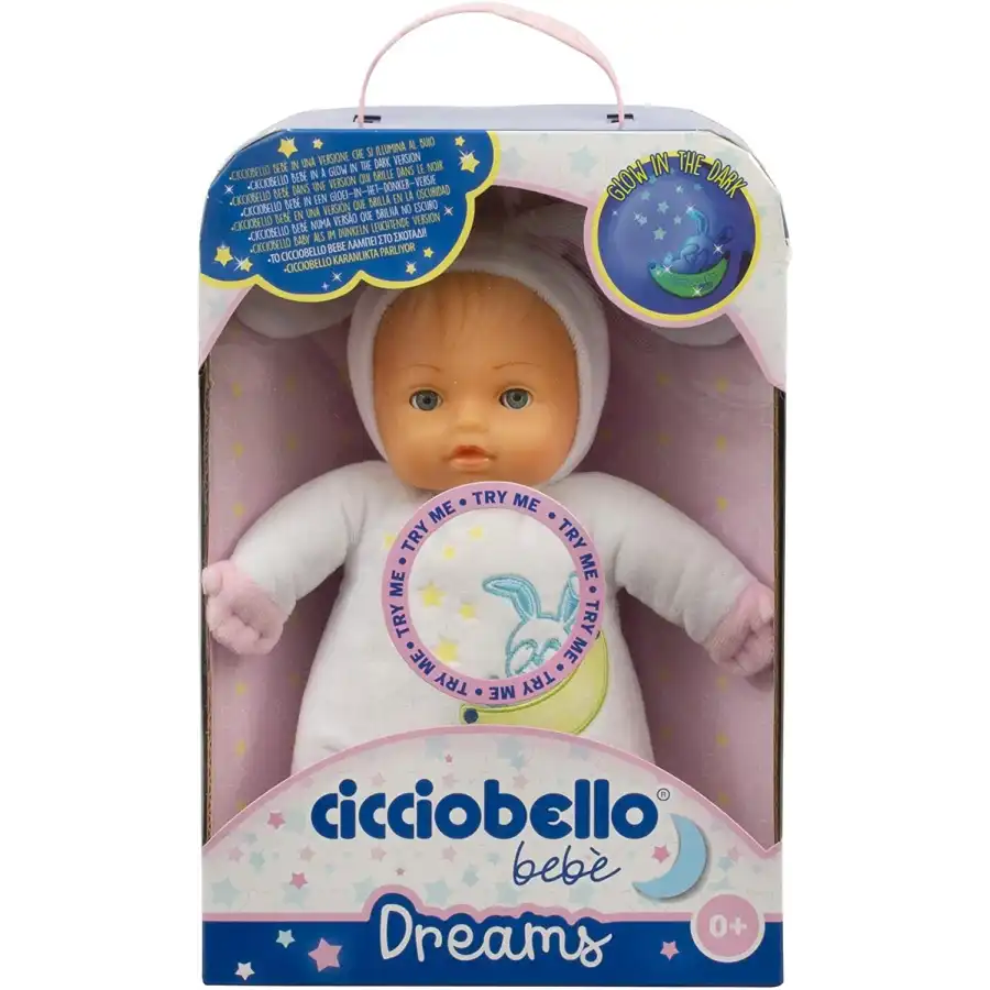 Cicciobello Bebe Dreams, Bambola per i più Piccoli , con dettagli Glow in The Dark , Assortito Blu o Bianco Giochi Preziosi - 1