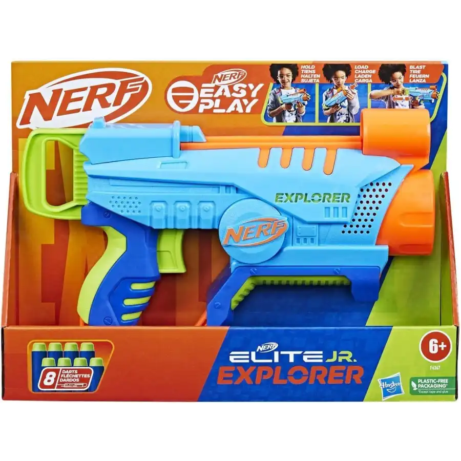Nerf Elite Jr - Explorer Blaster Facile da usare con 8 Dardi Nerf Elite Hasbro - 1