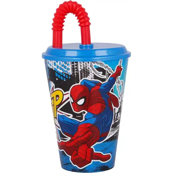 Spiderman Streets Bicchiere con Cannuccia