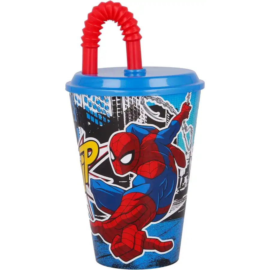 Spiderman Streets Bicchiere con Cannuccia