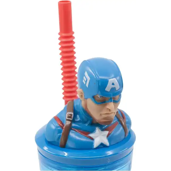 Avengers Capitan America Bicchiere con Cannuccia Statuina 3D