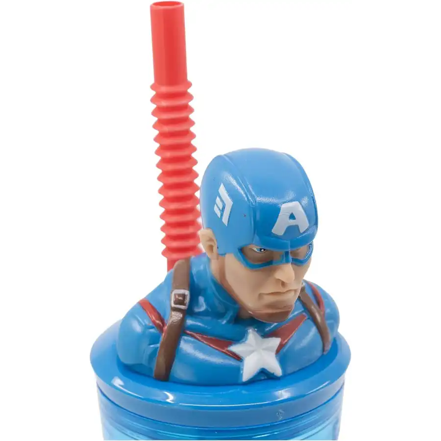 Avengers Capitan America Bicchiere con Cannuccia Statuina 3D