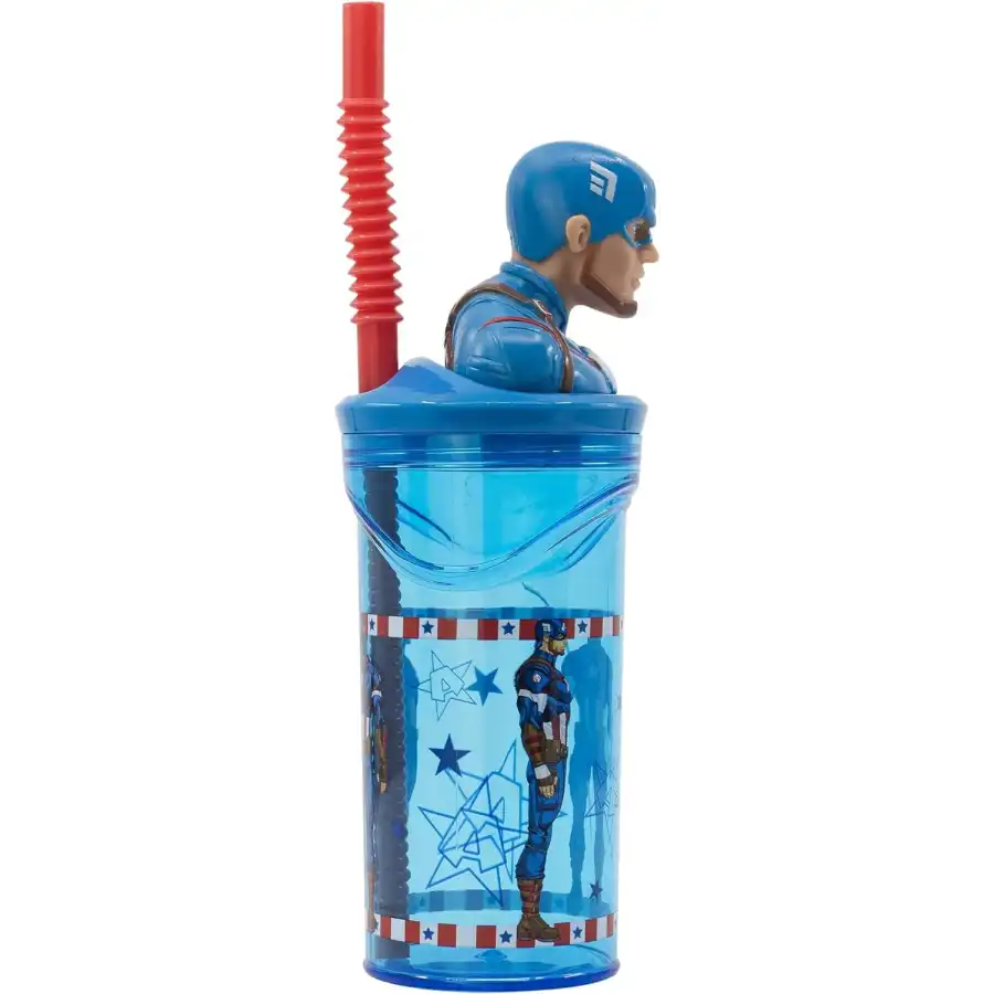 Avengers Capitan America Bicchiere con Cannuccia Statuina 3D