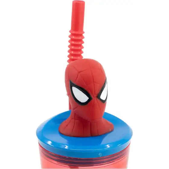 Spider Man Bicchiere con Cannuccia Statuina 3D