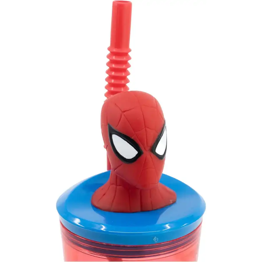 Spider Man Bicchiere con Cannuccia Statuina 3D