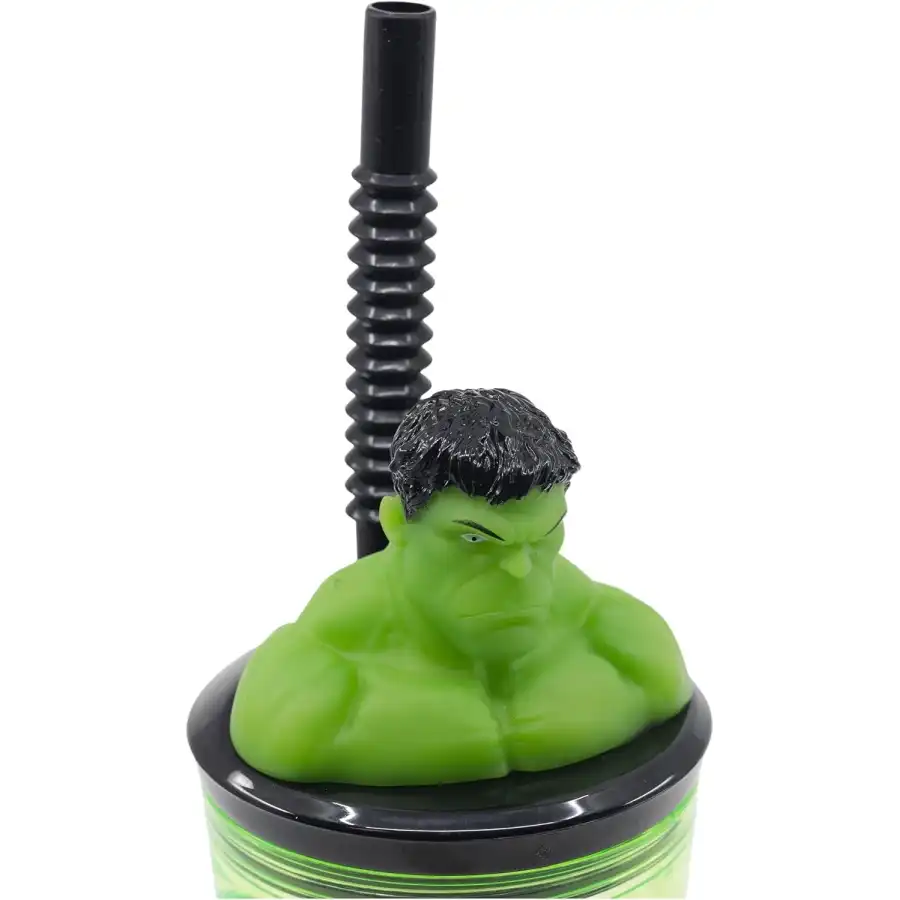 Hulk Bicchiere con Cannuccia Statuina 3D