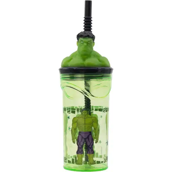 Hulk Bicchiere con Cannuccia Statuina 3D