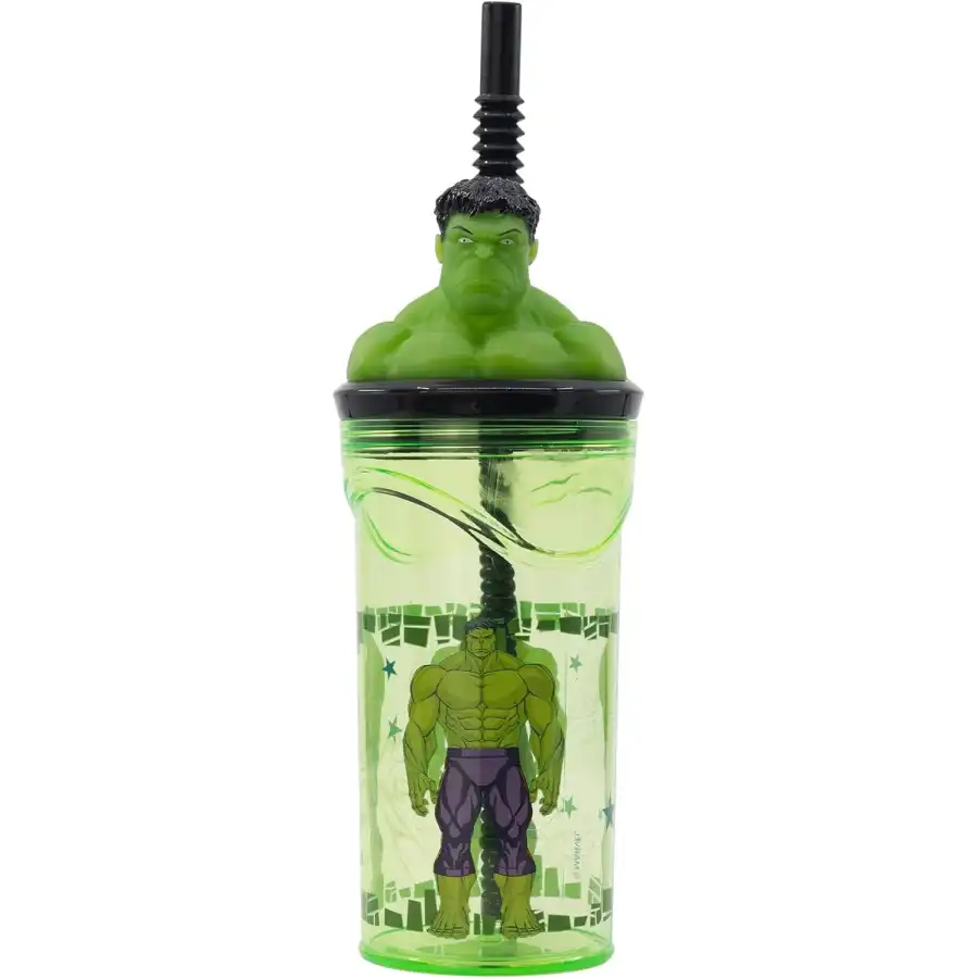Hulk Bicchiere con Cannuccia Statuina 3D