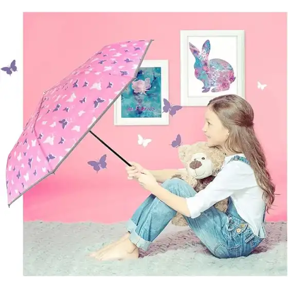 Ombrello Pieghevole Farfalle Bianche e Viola