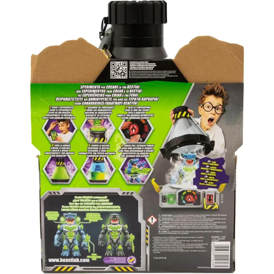 Beast Lab, Laboratorio Esperimenti Slime per la Creazione Squalo Bestia 20 cm con Luci, Suoni e Accessori