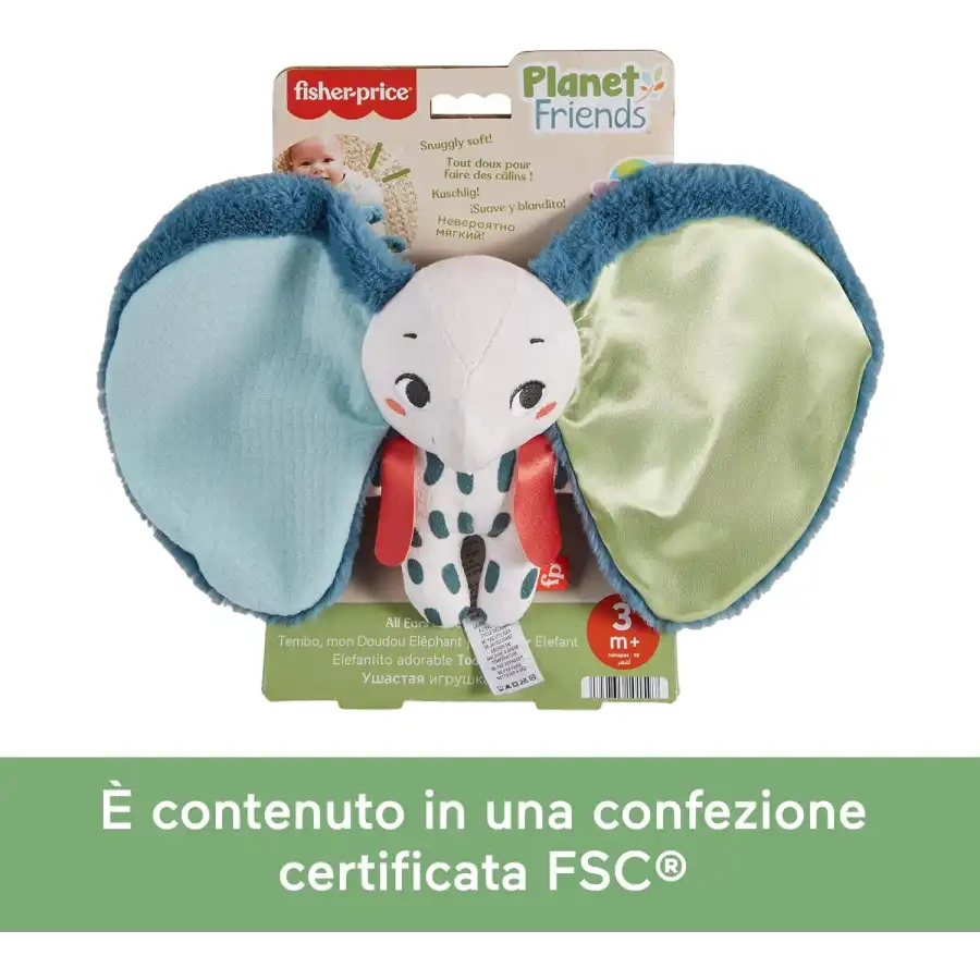 Fisher-Price Amici del Pianeta - Elefantino Dolci Orecchie, 3+ Mesi, HKD63